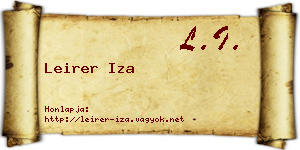 Leirer Iza névjegykártya